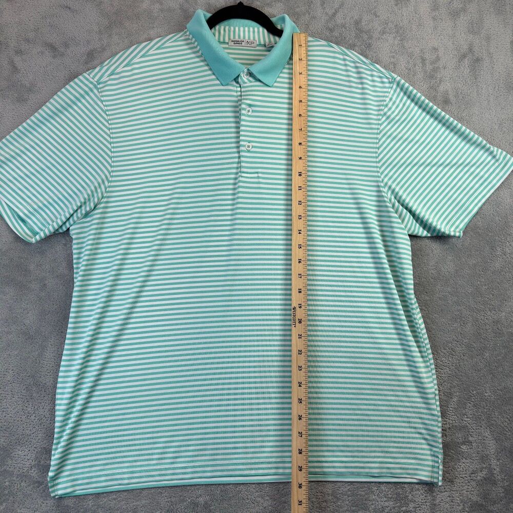 Bermuda Sands Polo Shirt Mens Extra Large Blue Striped Short Sleeve Performance - Picture 5 of 8